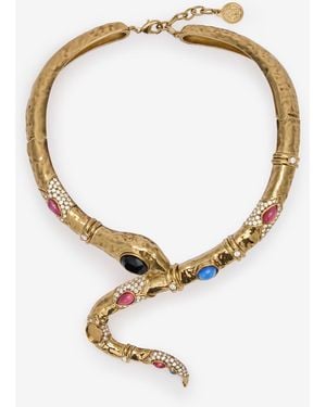 Roberto Cavalli Collana Rigida A Forma Di Serpente - Metallizzato