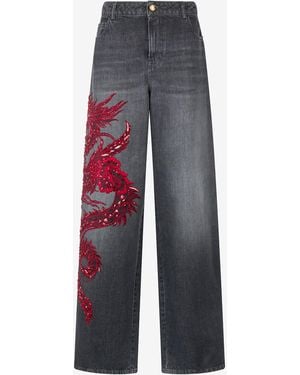 Roberto Cavalli Jeans With Embroidery And Sequins - Multicolor