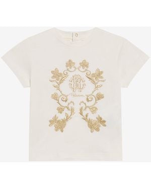 Roberto Cavalli T-Shirt With Monogram Rc Embroidery - White