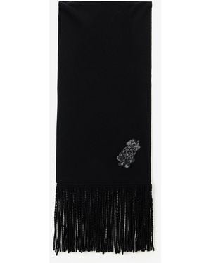 Roberto Cavalli Wool And Cashmere Scarf With Monogram Rc - Black