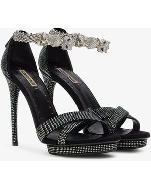 Roberto Cavalli Panther-Head High-Heel Sandals - Black