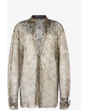 Roberto Cavalli And See-Through Shirt With Embroidery - Multicolour