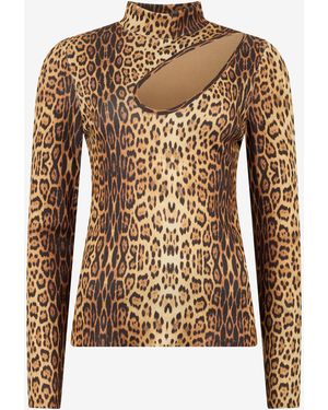 Roberto Cavalli Leopard Print Cut-Out Jumper - Brown