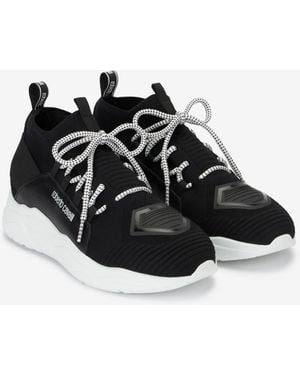 Roberto Cavalli Sneakers Slip On Con Lacci - Nero