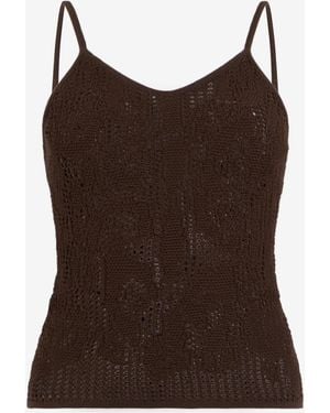 Roberto Cavalli Crochet-Effect Top With Straps - Brown