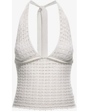Roberto Cavalli Crochet Halter Top - White