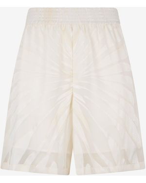 Roberto Cavalli Bermuda Shorts With Ray Devoré Print - White