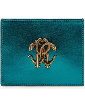 Roberto Cavalli Portacarte Con Monogram Rc - Blu