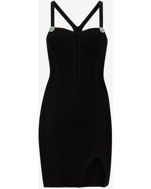 Roberto Cavalli Ribbed-Knit Mini Dress - Black