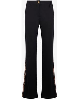 Roberto Cavalli Flare Pants Leopard Side Panels - Black