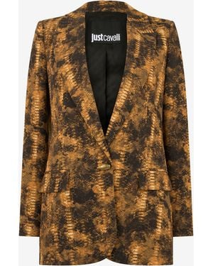 Roberto Cavalli Python Print Jacket - Brown