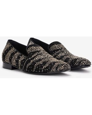 Roberto Cavalli Animal-Print Loafers With Rhinestones - Black