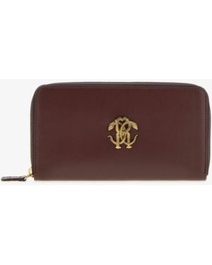 Roberto Cavalli Wallet With Monogram Rc And Zip - Brown