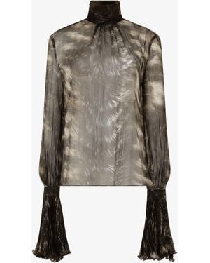 Roberto Cavalli Silk Blouse With Fur Print - Multicolor