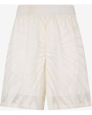 Roberto Cavalli Bermuda Shorts With Ray Devoré Print - White