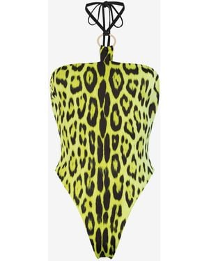 Roberto Cavalli Costume Con Stampa Jaguar - Verde