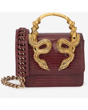 Roberto Cavalli Borsa Bordeaux Con Serpenti - Multicolore