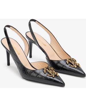 Roberto Cavalli Croc-Effect Print Shoes Sling Back - Multicolor