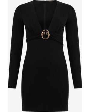 Roberto Cavalli Dress Mini With Plunging Neckline - Black