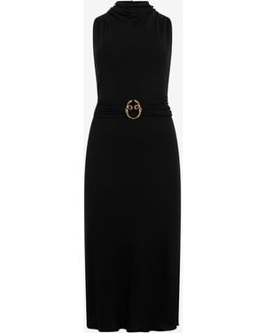 Roberto Cavalli Midi Dress With Snake Detail - Black