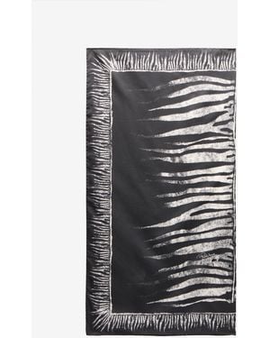 Roberto Cavalli Silk Scarf With Zebra Print - Black