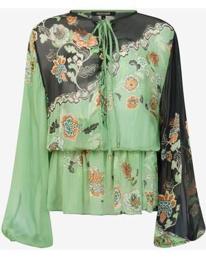 Roberto Cavalli Silk Chiffon Kimono Print Dress - Green