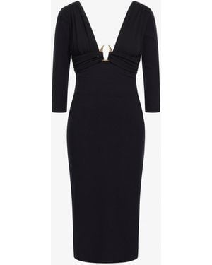 Roberto Cavalli Plunging Neckline Dress - Black