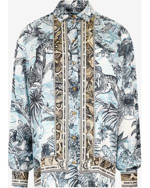 Roberto Cavalli Shirt With Python And Jungle Print - Multicolour