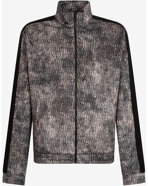 Roberto Cavalli Faded Effect Sweatshirt With All-Over Lettering - Black