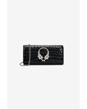 Roberto Cavalli Roar Lederportemonnaie Mit Kette - Schwarz