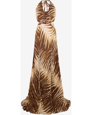 Roberto Cavalli Natural Barb Print Maxi Dress