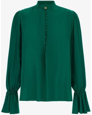 Roberto Cavalli Mandarin Collar Blouse - Green