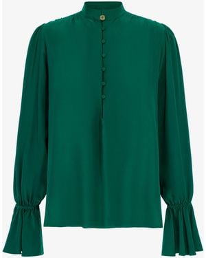 Roberto Cavalli Mandarin Collar Blouse - Green