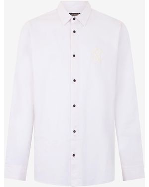 Roberto Cavalli Shirt With Monogram Rc Embroidery - Blue