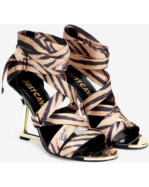 Roberto Cavalli Zebra Print High Heel Sandals - Multicolor
