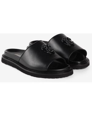 Roberto Cavalli Slides Con Monogram Mirror Snake - Nero
