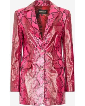 Roberto Cavalli Shiny Python-Print Jacket - Pink