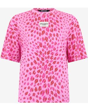 Roberto Cavalli The Jaguar Kiss Print T-Shirt - Pink