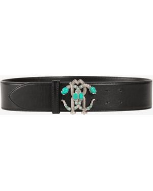 Roberto Cavalli Cintura Con Monogram Mirror Snake - Nero