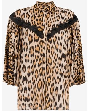 Roberto Cavalli Lace-Detailed Leopard-Print Shirt - Multicolor