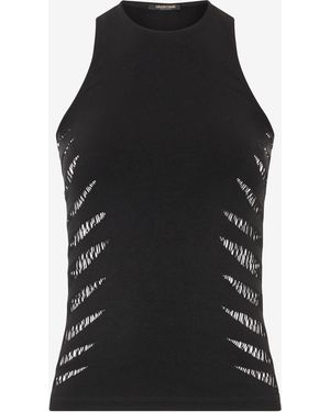 Roberto Cavalli Vest Top With Openwork Zebra Pattern - Black