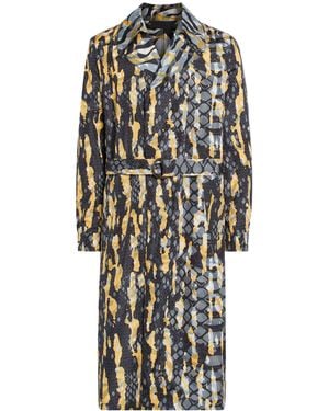 Roberto Cavalli Tiger Twiga + Camo Print Belted Coat - White