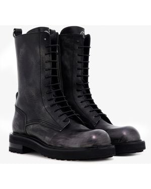 Roberto Cavalli Leather Lace-Up Boots - Black