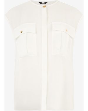 Roberto Cavalli See-Through Sleeveless Top - White