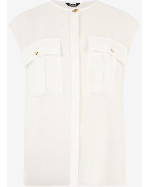 Roberto Cavalli See-Through Sleeveless Top - White