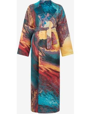 Roberto Cavalli Itaca Print Coat With Belt - Multicolour