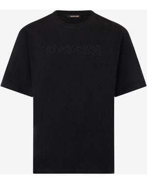 Roberto Cavalli T-Shirt With Embroidered Logo - Black