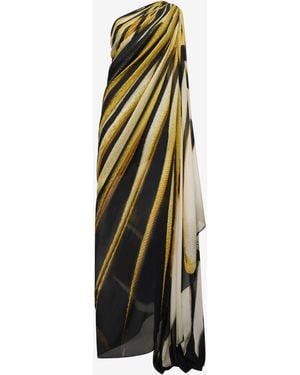 Roberto Cavalli Ray Of Print Silk Maxi Dress - White
