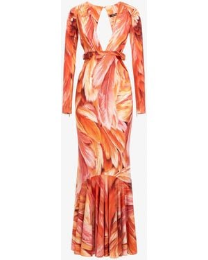 Roberto Cavalli Plumange Print Maxi Dress - White