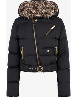 Roberto Cavalli Puffer Jacket With Belt - Black